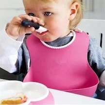 Çocuk Bebek Mama Önlüğü Dökülme Engelleyici Bükülebilir Pembe Çok Renkli