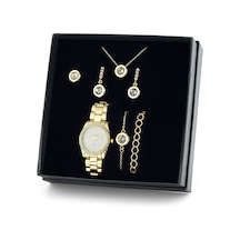 Forentina Altın Kaplama Tektaş Takı Set - Saat Set  Ps1680 Altın