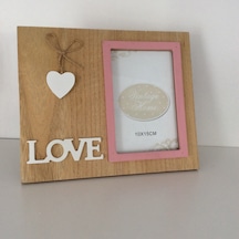 Love Temalı Ahşap Fotoğraf Çerçevesi