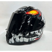 Sway Sw 868 Cannibal Black Grey Red Güneş Vizörlü Siyah Camlı