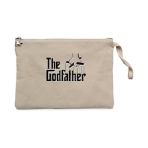 The Godfather Black Text Krem Clutch Astarlı Cüzdan / El Çantası Krem