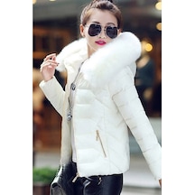 Barbora Günlük Kürklü Şişme Kadın Mont 807beyaz3 001