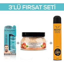 Fontenay Pudra Toz Wax Mavi 20gr + Face And Body Scrub Şeftali 350ml +saç Spreyi 400ml 2 3'lü Set