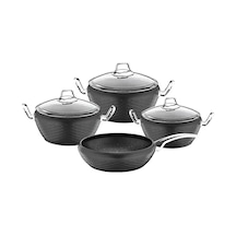Oms Antrasit Platin 7 Parça Granit Tencere Set 3058