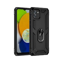 Galaxy A03 Kılıf Sofya Yüzüklü Silikon Kapak - Siyah