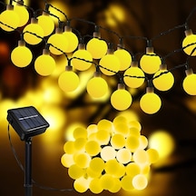 Technojet 50 Led 7m Solar Led Sarı Işık Güneş Enerjili Bahçe Teras Balkon Ağaç Lambası Aydınlatma Sarı