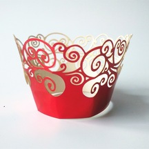 Suntek 50 Adet Metalik Kırmızı Bulut Dantel Düğün Cupcake