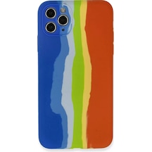 Newface Apple İphone 11 Pro Kılıf Ebruli Lansman Silikon - Mavi-turuncu