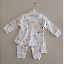 Okan Bebe %100 Pamuk Uykucu Gökyüzü Baskılı 3'lü Takım Okn-006 Turuncu