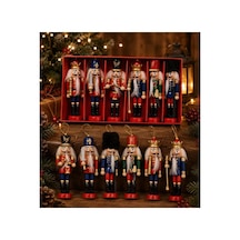 Dekoratif Ahşap Kurşun Asker 6'lı Set 12.5-13 Cm Yılbaşı