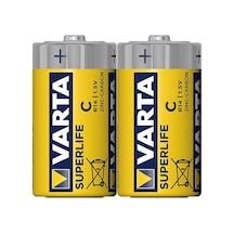 Varta 2014 Superlife Çinko Karbon Orta Boy C Pil 2 x 12'li
