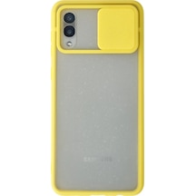 Newface Samsung Galaxy A02 Kılıf Palm Buzlu Kamera Sürgülü Silikon - Sarı