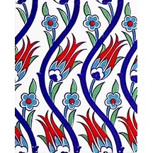 Armada Çini 20X25 CM Ac 1020 Sarmaşık Laleli Desen Çini Seramik K