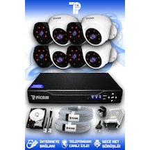 Picam 8 Kameralı Uzay 4 İç Kamera Set 100 GB HDD Full HD Gece Görüşlü Güvenlik Kamerası Sistemi