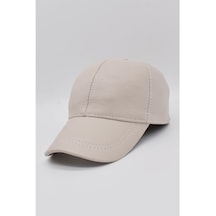 Bej Deri Kadın Kep Şapka Bej Standart