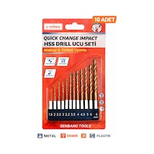 Senbang 10 Parça Hss Impact Matkap Ucu Seti 1.5 6 Mm Quick Change Altıgen Sap Metal Ahşap Alüminyum