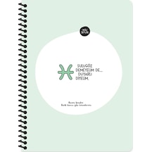 Hisli Şeyler Burçlar Serisi 16,5x22,5 Çizgili Spiralli Stickerli Defter - Sulugöz Demeyelim De Duyarlı Diyelim Yeşil