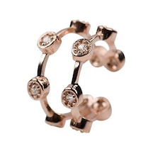 Kuyumcudukkani Çift Sıra Taşlı Trend"ear Cuff"küpe-31122-w-w Beyaz