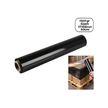 6 Adet Brüt:1100gr Net Streç :600gr Siyah Koli - Palet Streç Film 17 Mikron 50cm Bx40