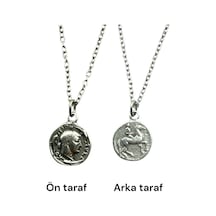 Roma Parası Sikke Kolye -sezar Ve Napolyon Figürlü Çift Taraflı Metal Kolye -1 Adet - 60 Cm Zincirli Çok renkli
