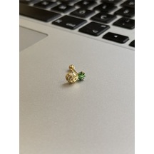 316 L Cerrahi Çelik Dudak Kıkırdak Helix Tragus Piercingi Ananas Detaylı Piercing Altın