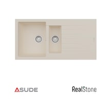 Realstone P005 Troya 1.5 Göz Damlalıklı Granit Evye 1000 500 Mm Krem Belirtilmemiş