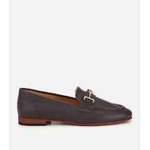 Hotiç Kadın Deri Kahverengi Yumuşak Dokulu Tokalı Klasik Loafer