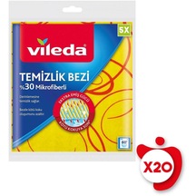 Vileda %30 Sarı Mikrofiberli Temizlik Bezi 5'li 20 Paket