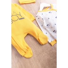Babymod Palmiye Desenli Boy Baskılı 2'li Uzun Kollu Erkek Bebek Tulum Takım 001
