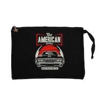 Amerikan Muscle Car Siyah Clutch Astarlı Cüzdan / El Çantası Siyah