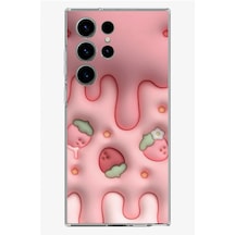 Samsung Galaxy S24 Ultra Uyumlu Çilekli Pasta Baskılı Silikon Kılıf Renkli