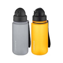 Uzspace 2'li Pipetli Tritan Matara Seti 400 Ml Fiftyfifty -3024seta Gri - Turuncu