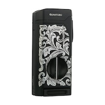 Quantoro Dört Torch Pürmüz V-kesici/delicili Siyah Desenli Metal Puro Çakmağı - Trz1136