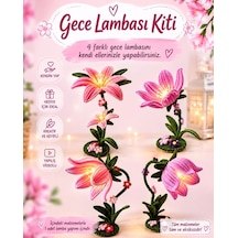 Çan Çiçeği Gece Lambası Kit Seti,renk Pastel Pembe, Tel Şönilden Tüylü Şönil Seti