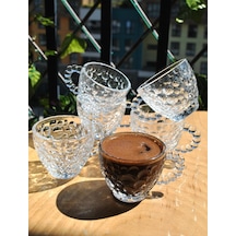 6'li Cam Boncuklu Kahve Fincanı Takımı Türk Kahvesi Bardağı Espresso Boncuk Bardak Diğer