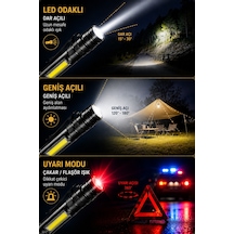 Şarjlı Led El Feneri 5w Cob Led Zoomlu 3 Modlu Usb Şarjlı Kamp Ve Acil Durum Feneri Siyah - 920253238 Siyah