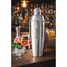 Kişiye İsme Özel Büyük Boy Shaker Kokteyl Hazırlama Kabı Kokteyl Karıştırıcı Full Çelik 750 Ml