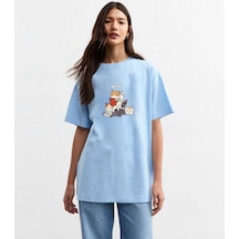 Uyguntarz Unisex Meow Baskılı Tasarım Tshirt Bebe Mavisi
