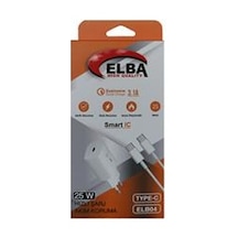 Elba Elb04-pd-25wtypc Beyaz 25w Typc-e Ev Şarj Kafa+1mt Type-c To Type-c Kablo Hızlı Şarj