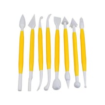 Sarı 8 Adet Çiçek Fondan Kalem Hafif Çikolata Kalıp Düz Renk Dıy Desen Fondan Kesici Kalem Basit Çift Kafalı Gıda Sınıfı