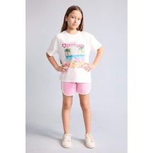 Defacto Sweatshirt Kumaşı Şort Kız Çocuk G9070a826hspn666 Pembe-pn666