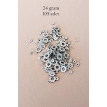 Tedar Oya Abiye Bileklik Kolye Pleksi Metalik Plastik Pul Gümüş Renk 24 Gram 105 Adet - Bnc561 Najmaddin (No:1) 8.5Cm X 10.5 Cm
