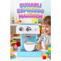 Pilli Işıklı Sesli Mutfak Oyuncağı Gerçekçi Buhar Özellikli Eğitici Espresso Makinesi