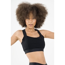 Maraton Active Slimfit Kadın Atlet Yaka Kolsuz Fitness Siyah Bra 22128-Siyah