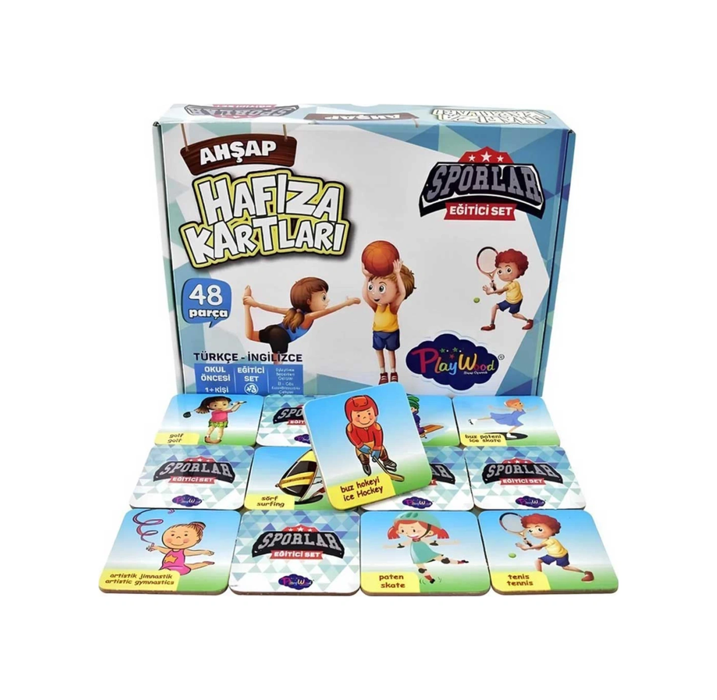 Eğitici Ahşap Hafıza Kartları Sporlar