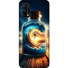 Realme 7 Pro Uyumlu Kavanozda Güneşli Sahil Desenli Silikon Kılıf Çok Renkli