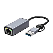 Wozlo HC-72Q Type-C 3.1 / Usb 3.0 to RJ45 Gigabit Ethernet Çevirici Dönüştürücü Adaptör - 1000Mbps
