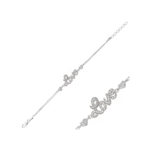 Aya Diamond Gümüş Kalpli Love Yazılı Kadın Bileklik Beyaz