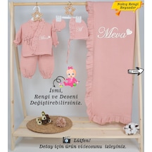 Gros Shop 4 Katlı Müslin 5'li Kimono Bağcıklı Tulum %100pamuk Hastane Çıkış Pembe