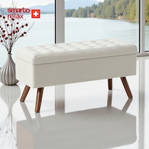 Smarto Relax Puf Gruyères Sandıklı Ayaklı Kapitoneli Dekoratif 110x40x45 Cm Bej Bej